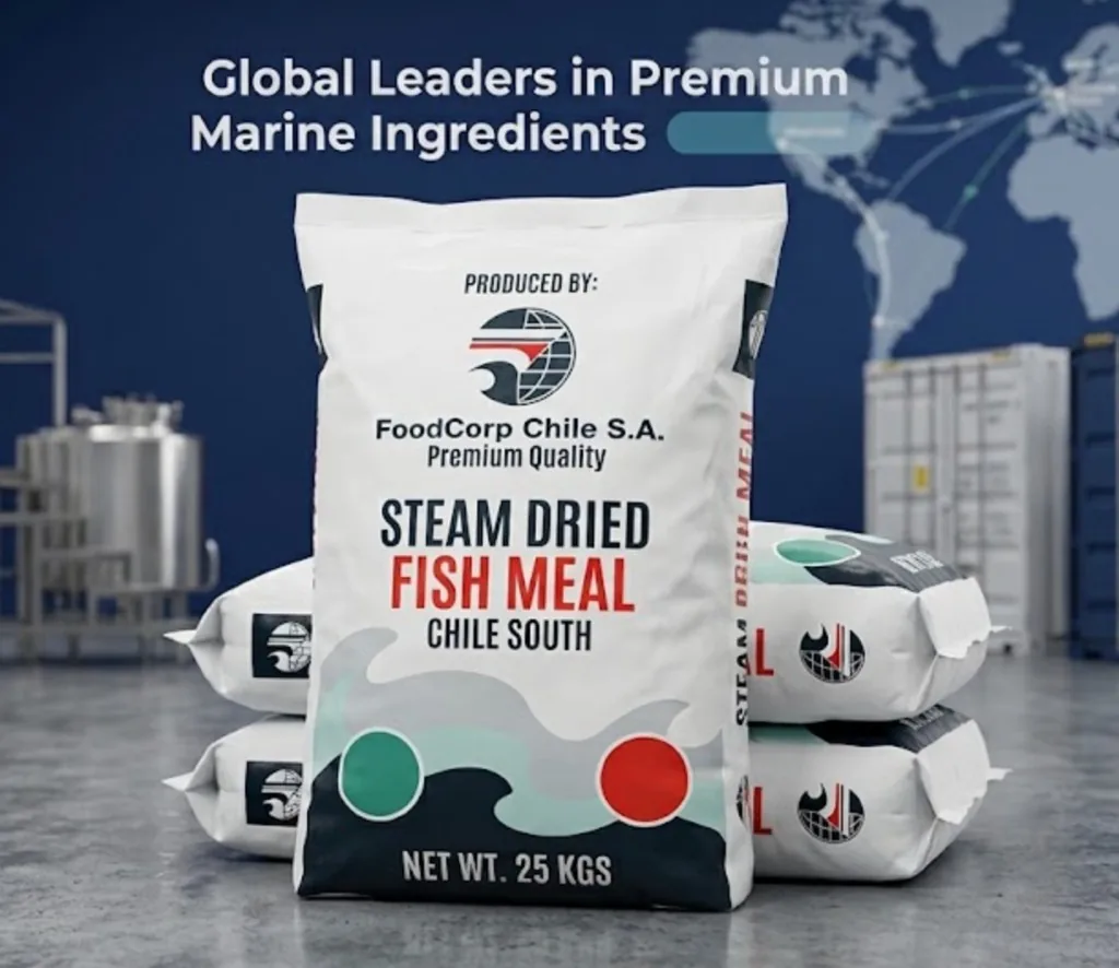 FoodCorp Chile Dampfgetrocknetes Fischmehl in Säcken — Premium Quality